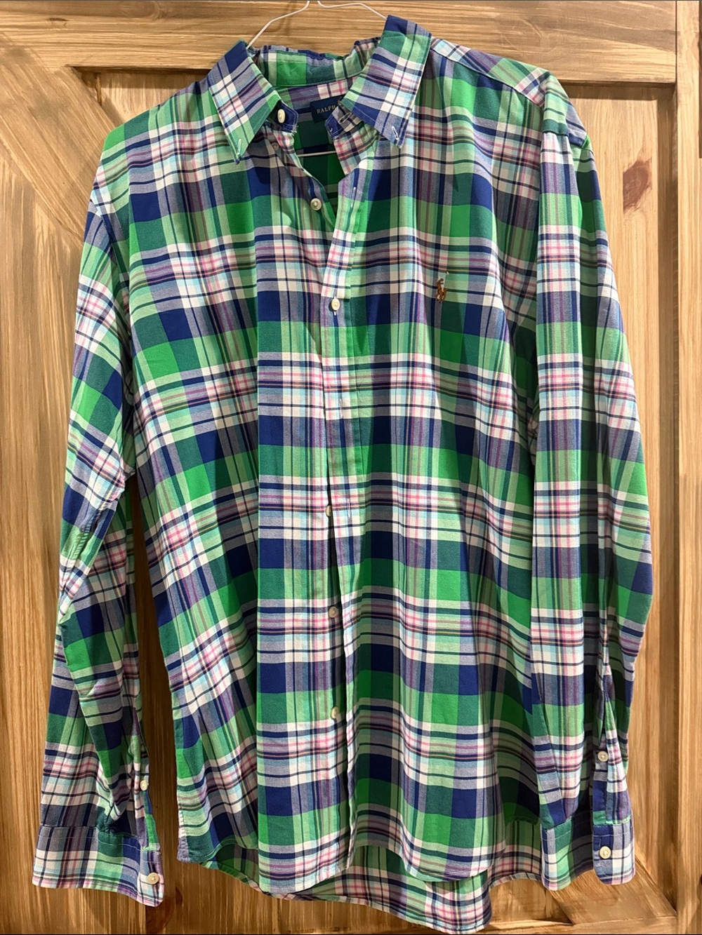 Ralph Lauren Blue & Green Plaid Cotton Button-Down Shirt